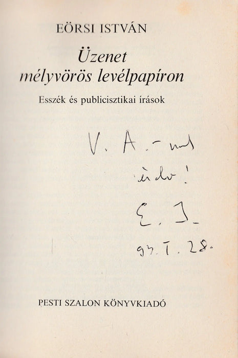 Üzenet mélyvörös levélpapíron - Oskola Antikvárium