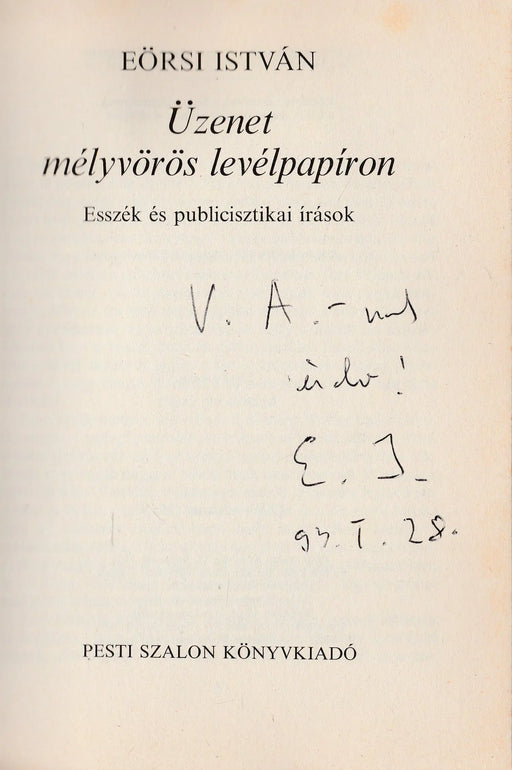 Üzenet mélyvörös levélpapíron - Oskola Antikvárium