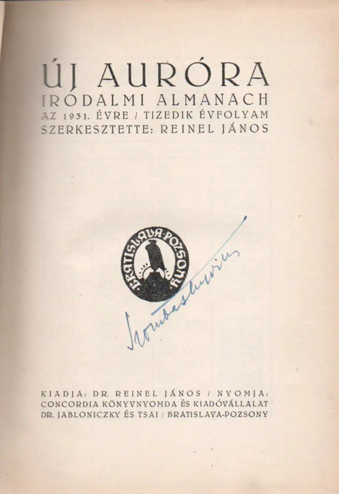 Új Auróra irodalmi almanach az 1931. évre - Oskola Antikvárium