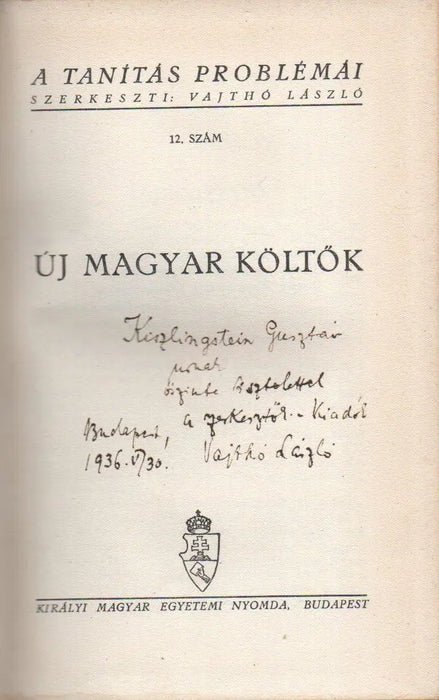 Új magyar költők - Oskola Antikvárium