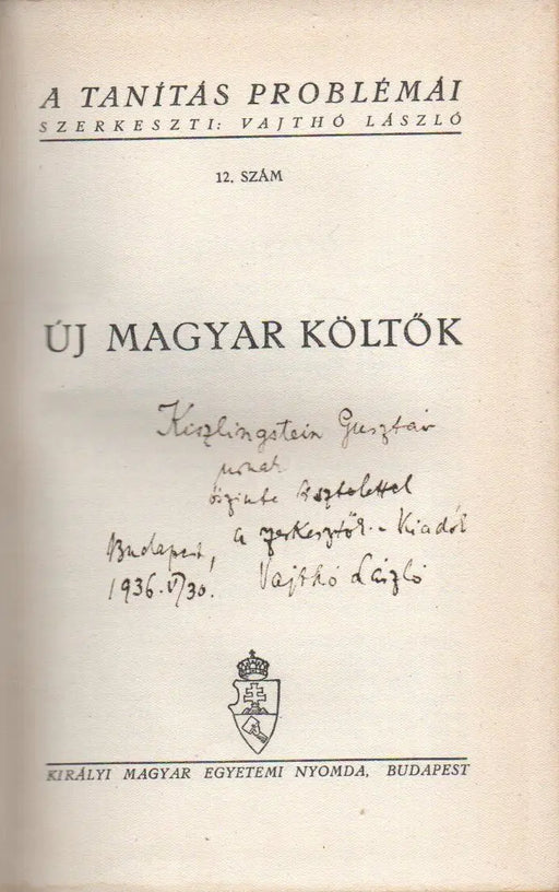 Új magyar költők - Oskola Antikvárium