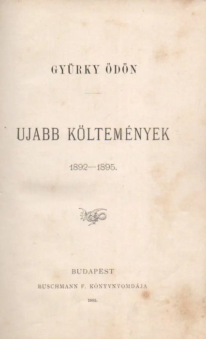 Ujabb költemények 1892 - 1895 - Oskola Antikvárium