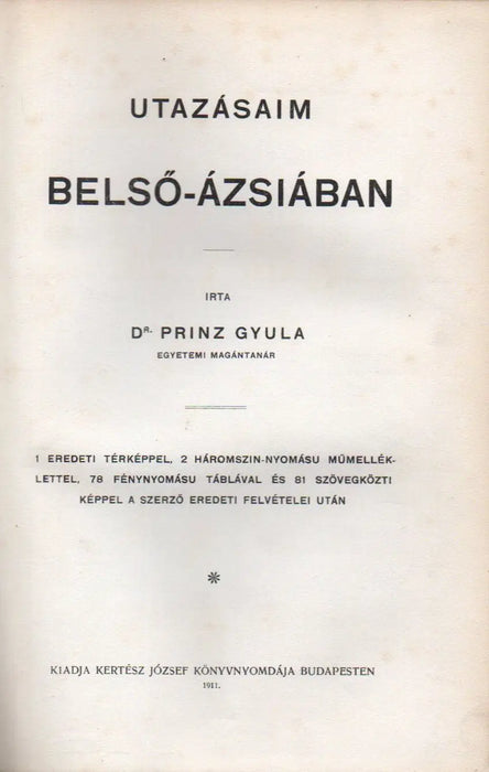 Utazásaim Belső - Ázsiában - Oskola Antikvárium