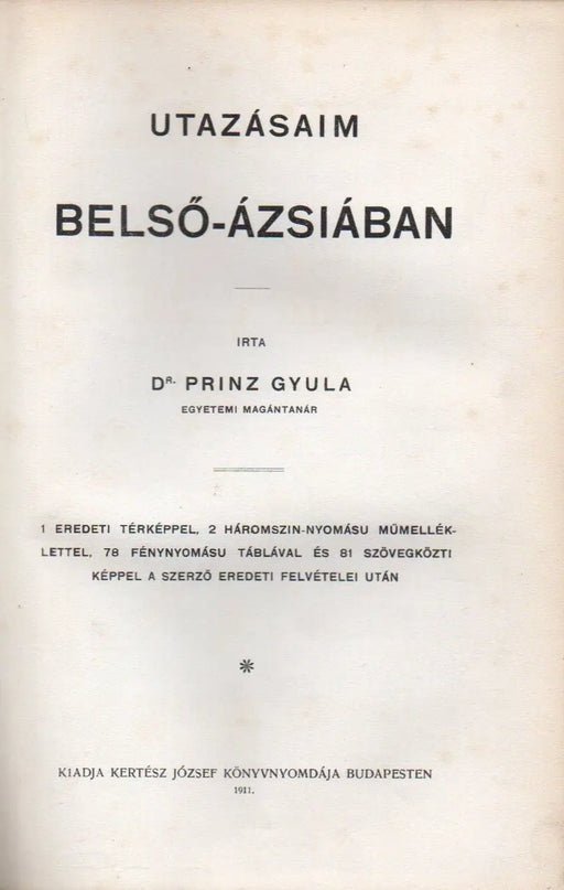 Utazásaim Belső - Ázsiában - Oskola Antikvárium