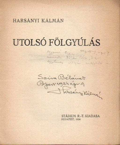 Utolsó fölgyúlás - Oskola Antikvárium