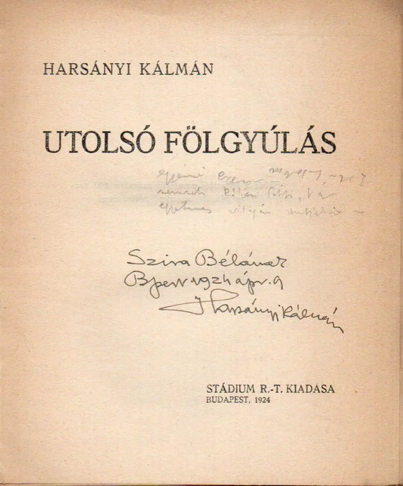 Utolsó fölgyúlás - Oskola Antikvárium