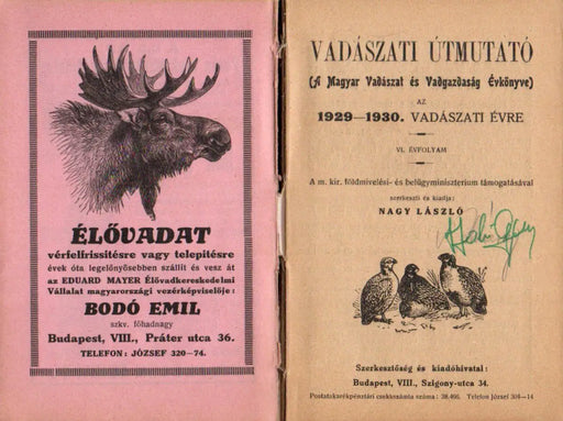 Vadászati útmutató 1929 - 1930 - Oskola Antikvárium