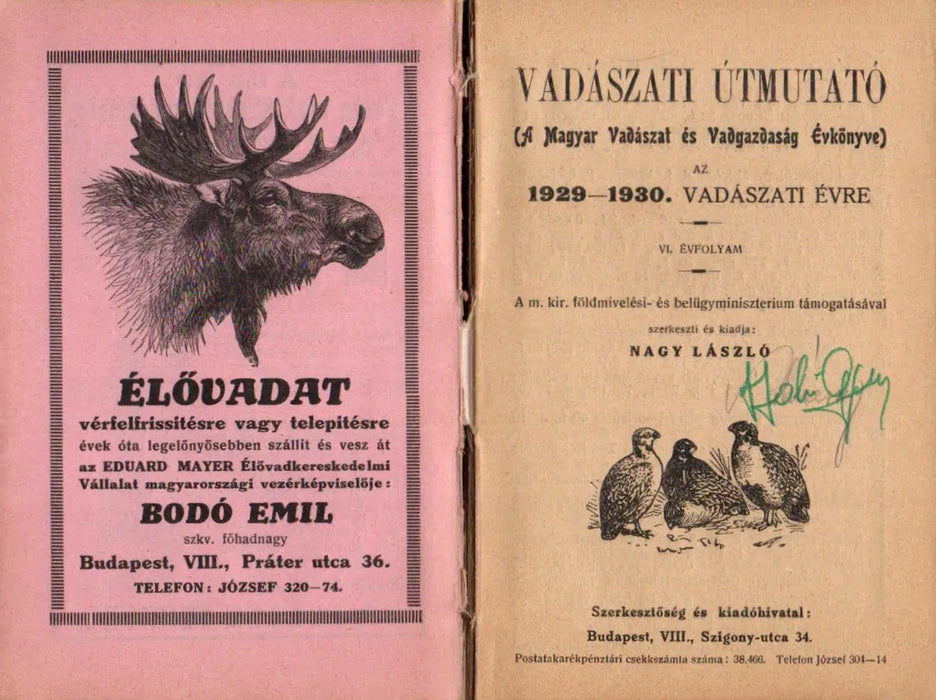 Vadászati útmutató 1929 - 1930 - Oskola Antikvárium