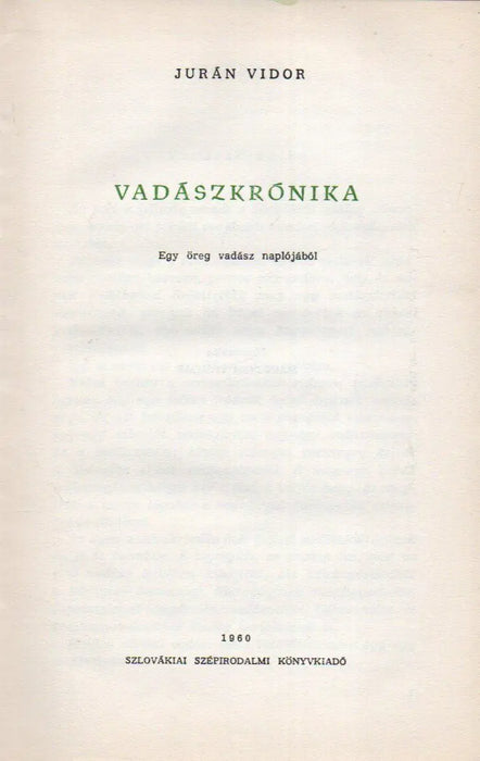 Vadászkrónika - Oskola Antikvárium