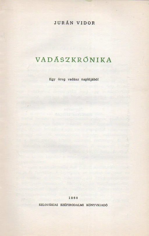 Vadászkrónika - Oskola Antikvárium
