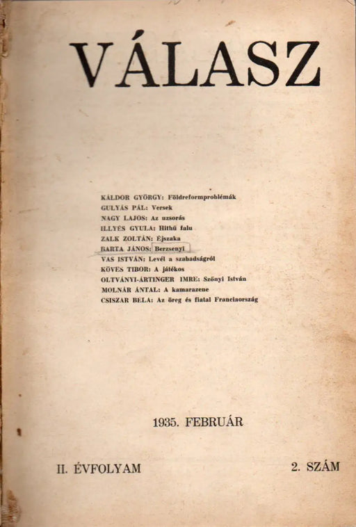 Válasz 1935 - 1947 II - VII. évfolyam vegyes számai - Oskola Antikvárium