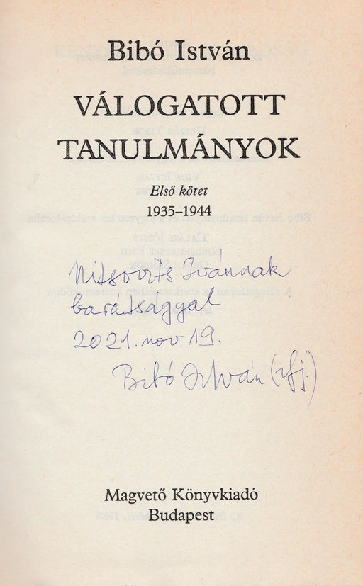 Válogatott tanulmányok I - IV. - Oskola Antikvárium
