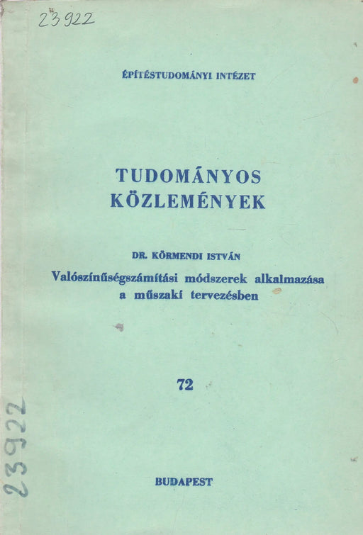 Valószínűségszámítási módszerek alkalmazása a műszaki tervezésben - Oskola Antikvárium
