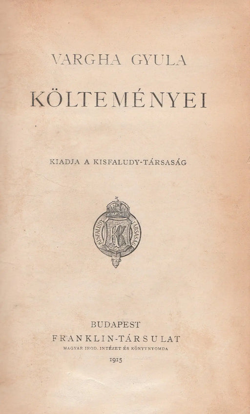 Vargha Gyula költeményei - Oskola Antikvárium