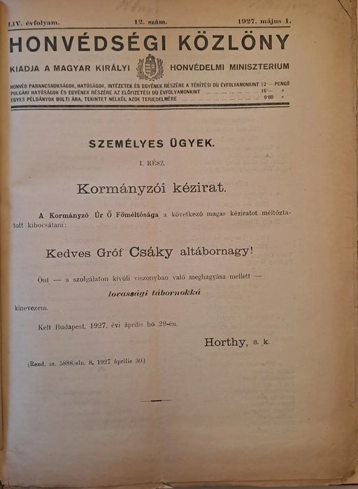 Varia familiara - Honvéd - Híradó 1946. - Honvédségi Közlöny 1927. - Oskola Antikvárium