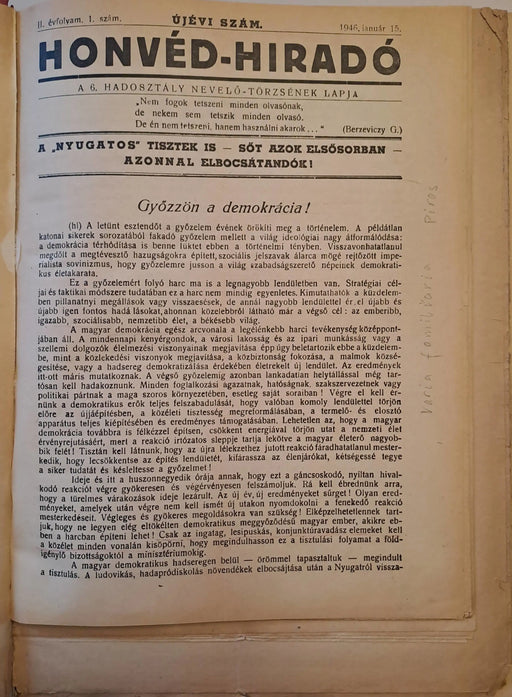 Varia familiara - Honvéd - Híradó 1946. - Honvédségi Közlöny 1927. - Oskola Antikvárium