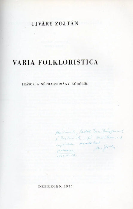 Varia folkloristica - Írások a néphagyomány köréből - Oskola Antikvárium