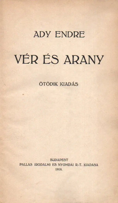 Vér és arany - Oskola Antikvárium