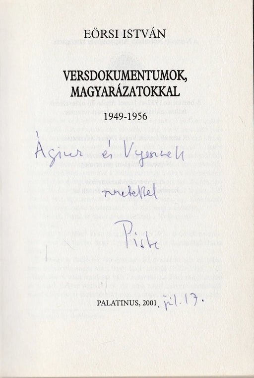 Versdokumentumok magyarázatokkal - Oskola Antikvárium