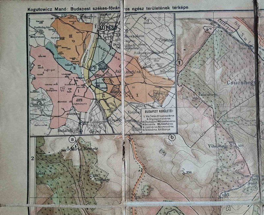 Budapest székes-főváros egész területének térképe
