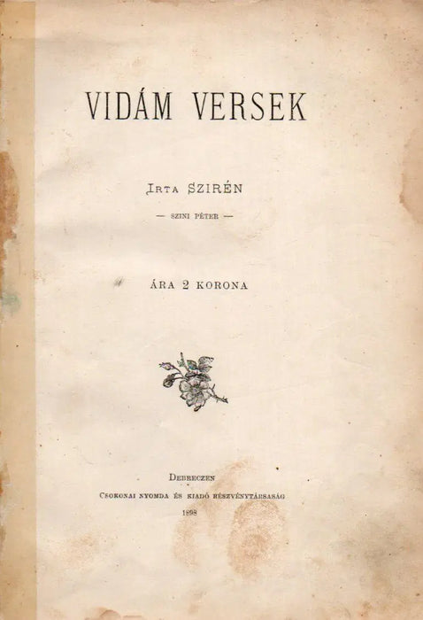 Vidám versek - Debrecen 1898 - Oskola Antikvárium