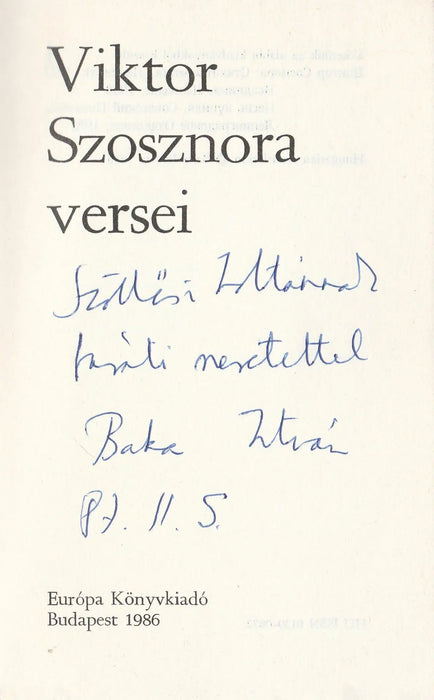 Viktor Szosznora versei - Oskola Antikvárium