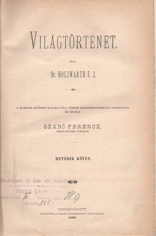 Világtörténet VII - IX. - Oskola Antikvárium