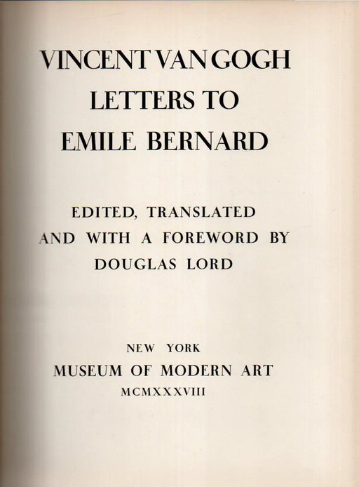 Vincent Van Gogh Letters to Emile Bernard - Oskola Antikvárium