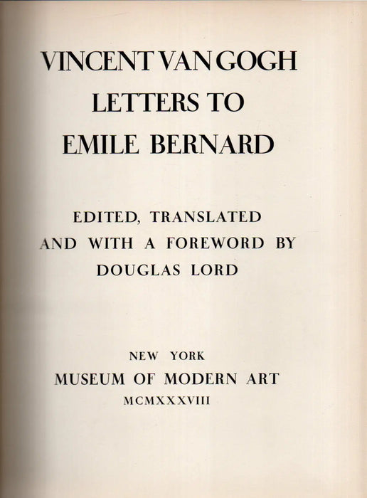 Vincent Van Gogh Letters to Emile Bernard - Oskola Antikvárium