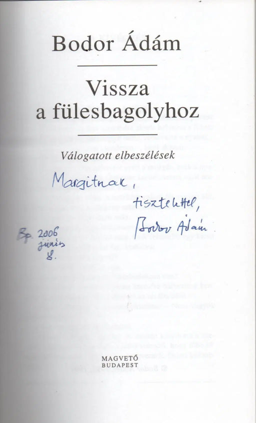 Vissza a fülesbagolyhoz - Oskola Antikvárium