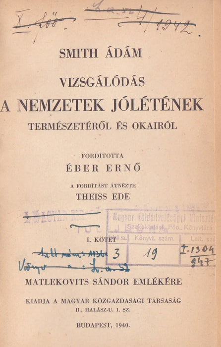Vizsgálódás a nemzetek jólétének természetéről és okairól - Oskola Antikvárium