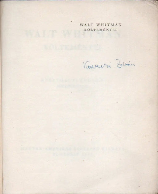 Walt Whitman költeményei - Oskola Antikvárium