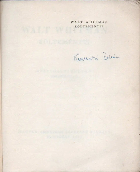 Walt Whitman költeményei - Oskola Antikvárium