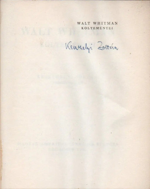 Walt Whitman költeményei - Oskola Antikvárium