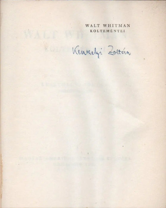 Walt Whitman költeményei - Oskola Antikvárium