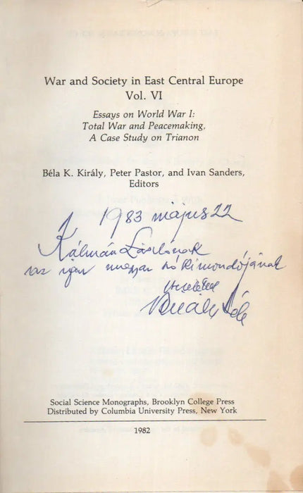 War and Society in East Central Europe VI. - Oskola Antikvárium