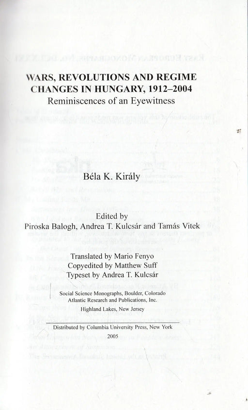 Wars, Revolutions and Regime Changes in Hungary, 1912 - 2004 - Oskola Antikvárium