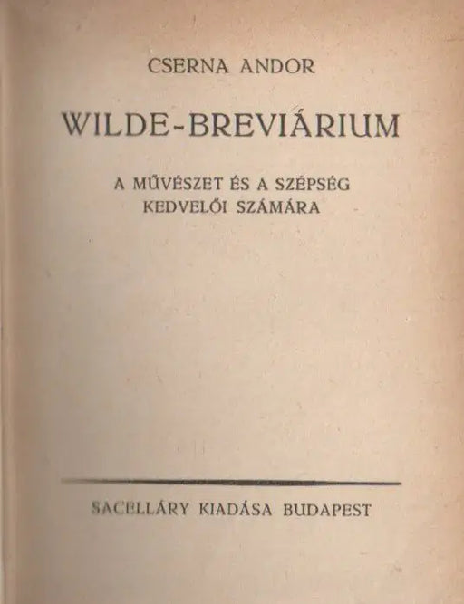 Wilde - breviárium - Oskola Antikvárium