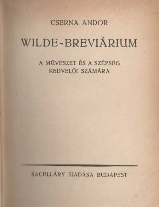 Wilde - breviárium - Oskola Antikvárium